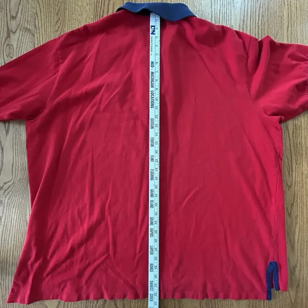 Polo Ralph Lauren 4XL Big Red Polo Shirt Flesh Pony Crest Rugby Preppy Cotton
